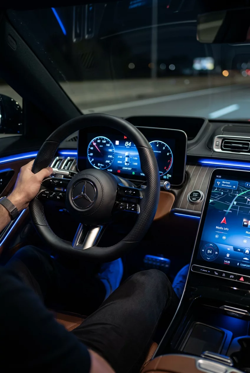 Modern luxury car interior details
